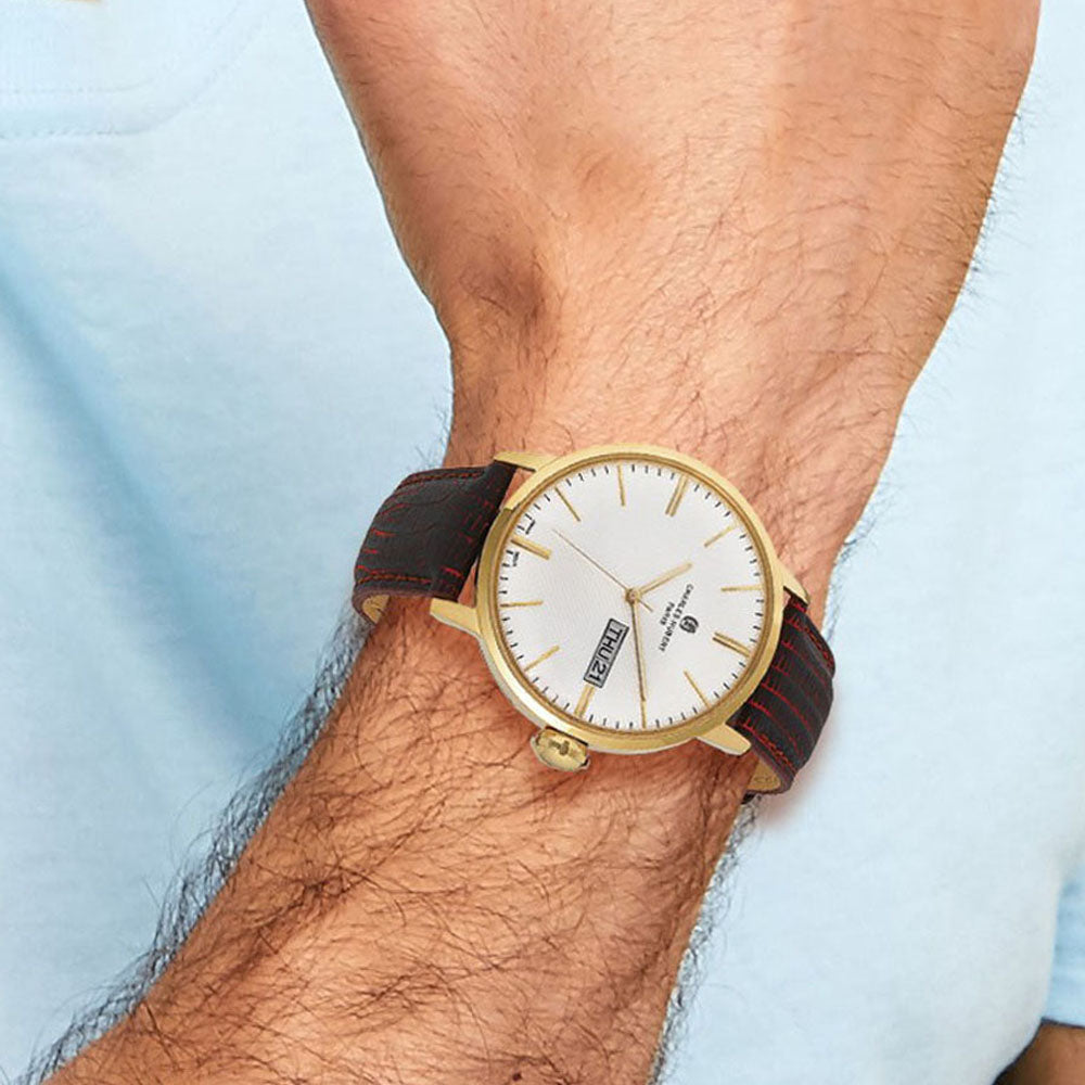 Alternate view of the Charles Hubert Mens Stainless Steel White & Gold Tone Dial Watch by The Black Bow Jewelry Co.