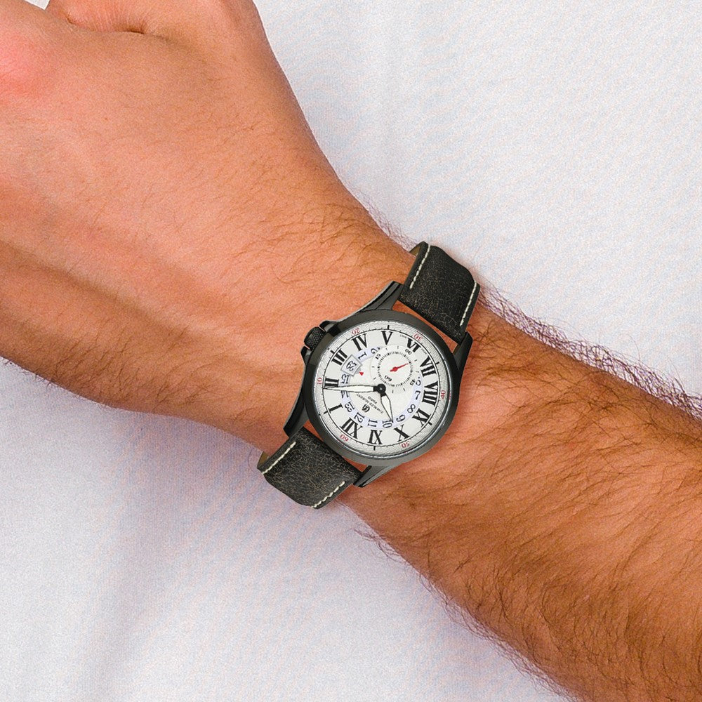Alternate view of the Charles Hubert Mens Black Tone Stainless Steel Silver Dial Watch by The Black Bow Jewelry Co.