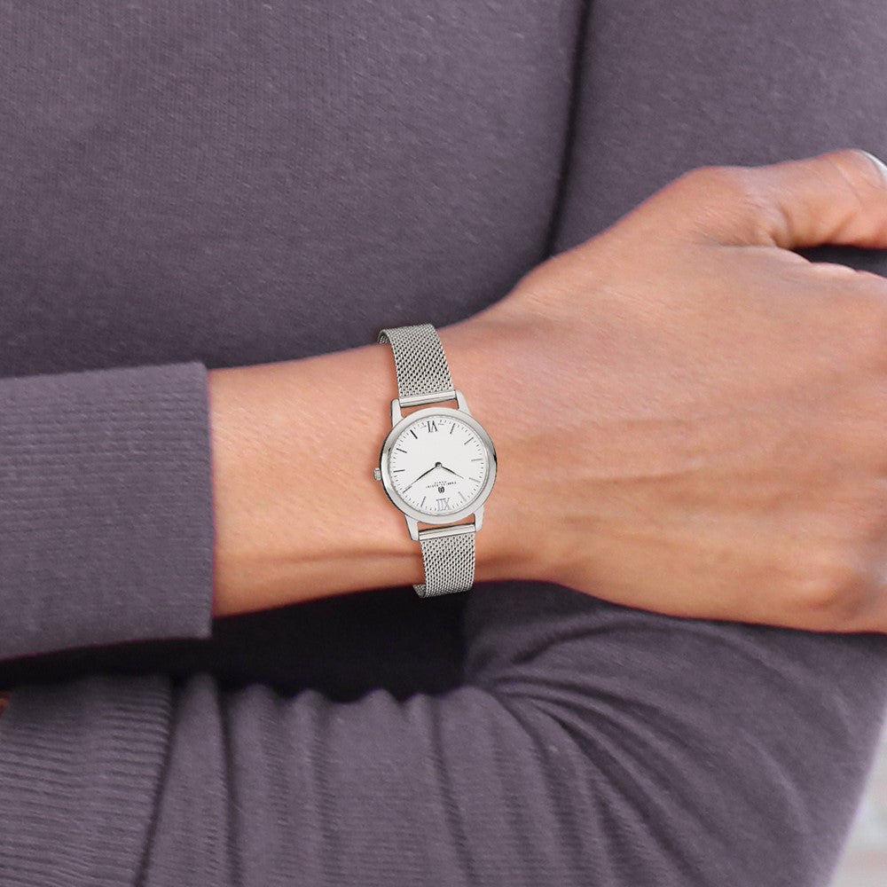 Alternate view of the Charles Hubert Ladies Stainless Steel Silver Dial Mesh Band Watch by The Black Bow Jewelry Co.
