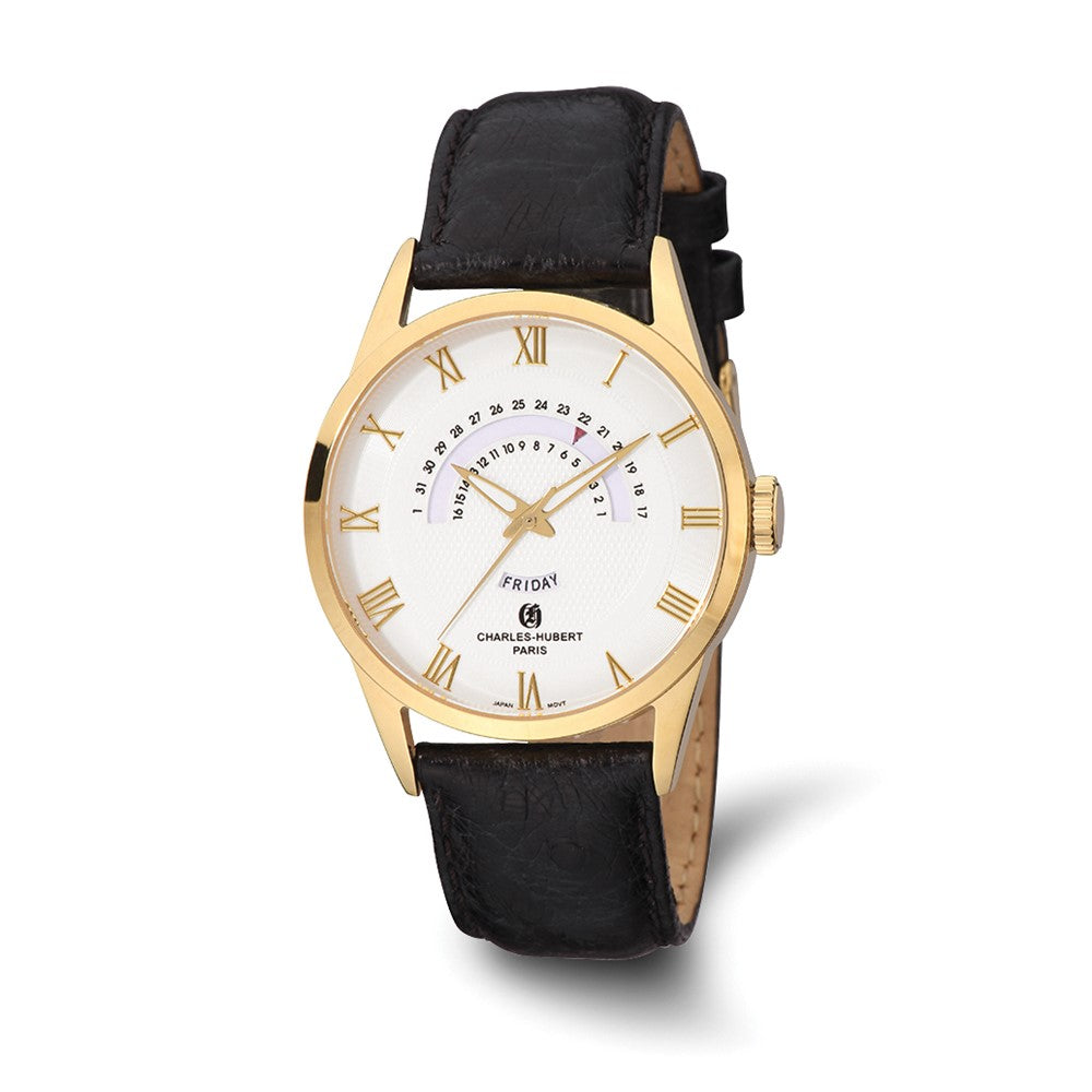 Charles Hubert Mens Gold Tone Stainless Steel White Dial Watch, Item W8812 by The Black Bow Jewelry Co.