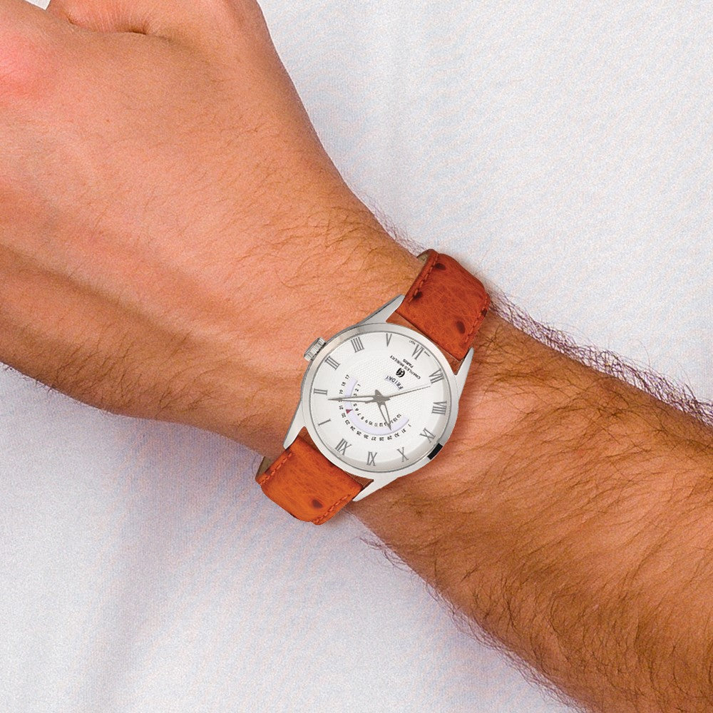 Alternate view of the Charles Hubert Mens Stainless Steel & Leather White Dial Watch by The Black Bow Jewelry Co.