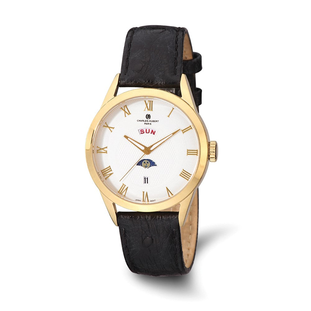 Charles Hubert Ladies Gold Tone Stainless Steel White Dial Watch, Item W8814 by The Black Bow Jewelry Co.