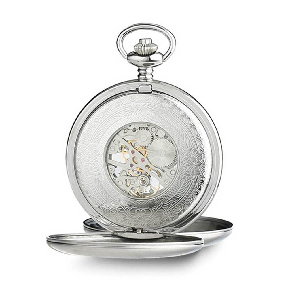 Alternate view of the Charles Hubert Stainless Steel Double Cover Tritium Pocket Watch by The Black Bow Jewelry Co.