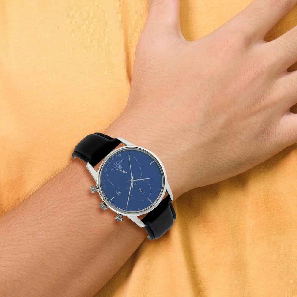 Alternate view of the Charles Hubert Mens Stainless Steel Blue Dial Dual Time Watch by The Black Bow Jewelry Co.
