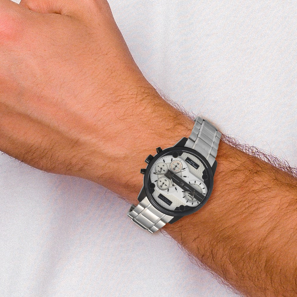 Alternate view of the Charles Hubert Black Stainless Chrono Dual Time Off-White Dial Watch by The Black Bow Jewelry Co.