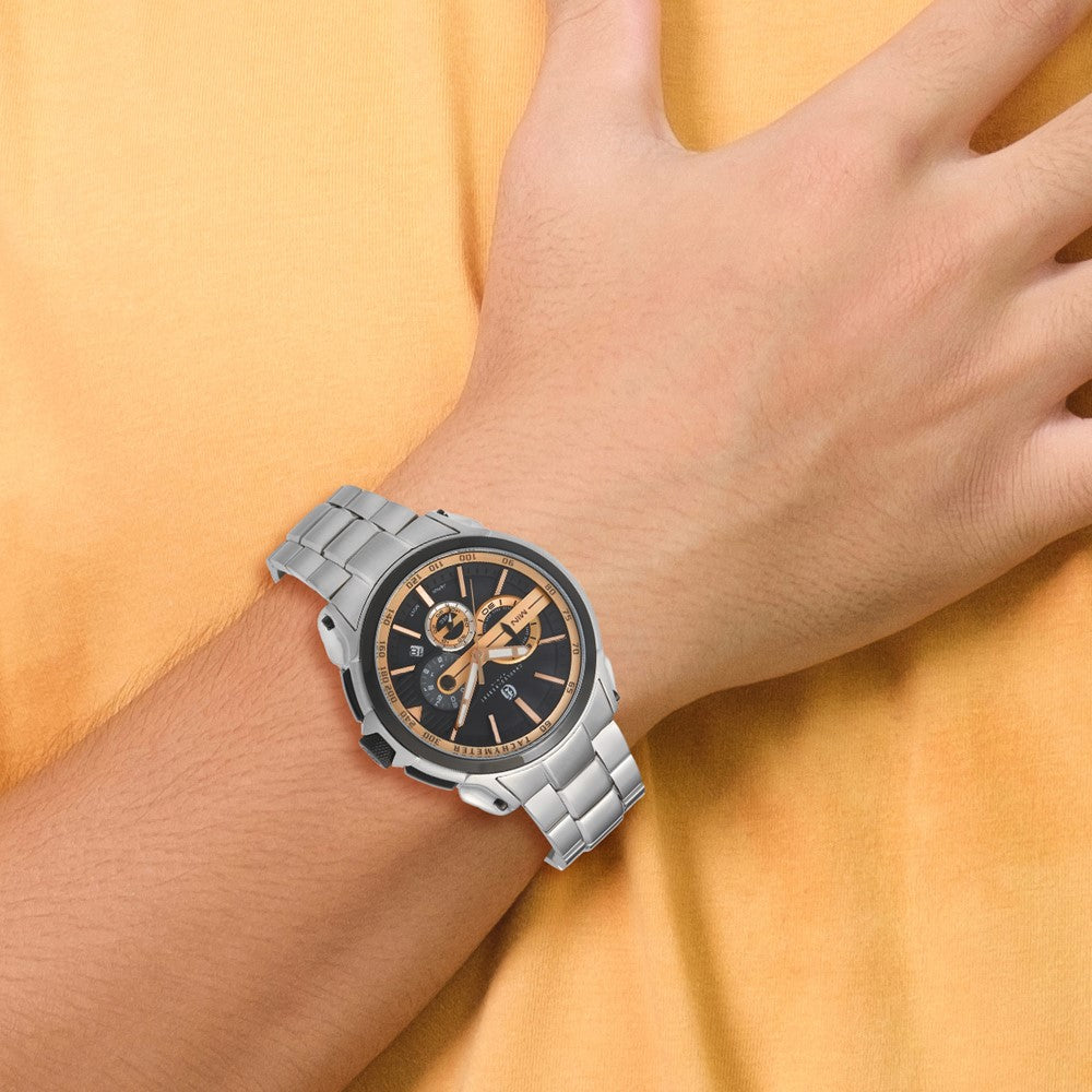 Alternate view of the Charles Hubert Mens Stainless Steel Chronograph Black Dial Watch by The Black Bow Jewelry Co.