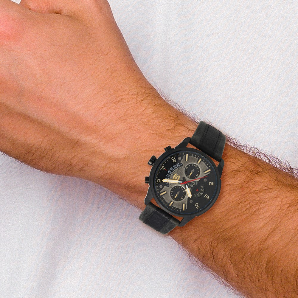 Alternate view of the Charles Hubert Mens Black Stainless Steel Chronograph Black Dial Watch by The Black Bow Jewelry Co.