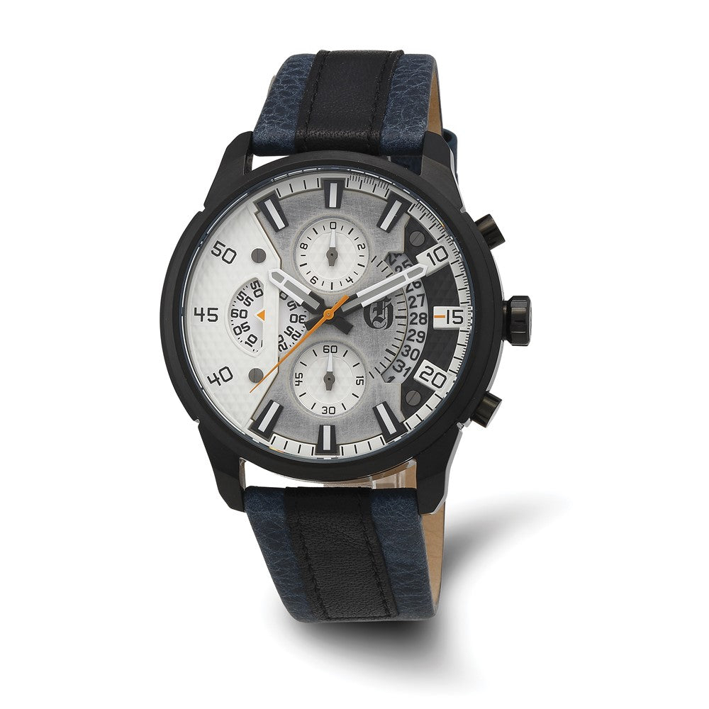 Charles Hubert IP Black Stainless Steel Chronograph White Dial Watch, Item W8856 by The Black Bow Jewelry Co.