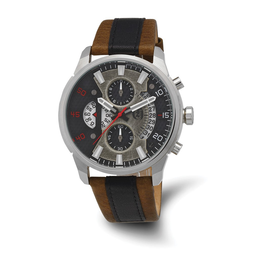 Charles Hubert Men's Stainless Steel Chronograph Black Dial Watch, Item W8857 by The Black Bow Jewelry Co.
