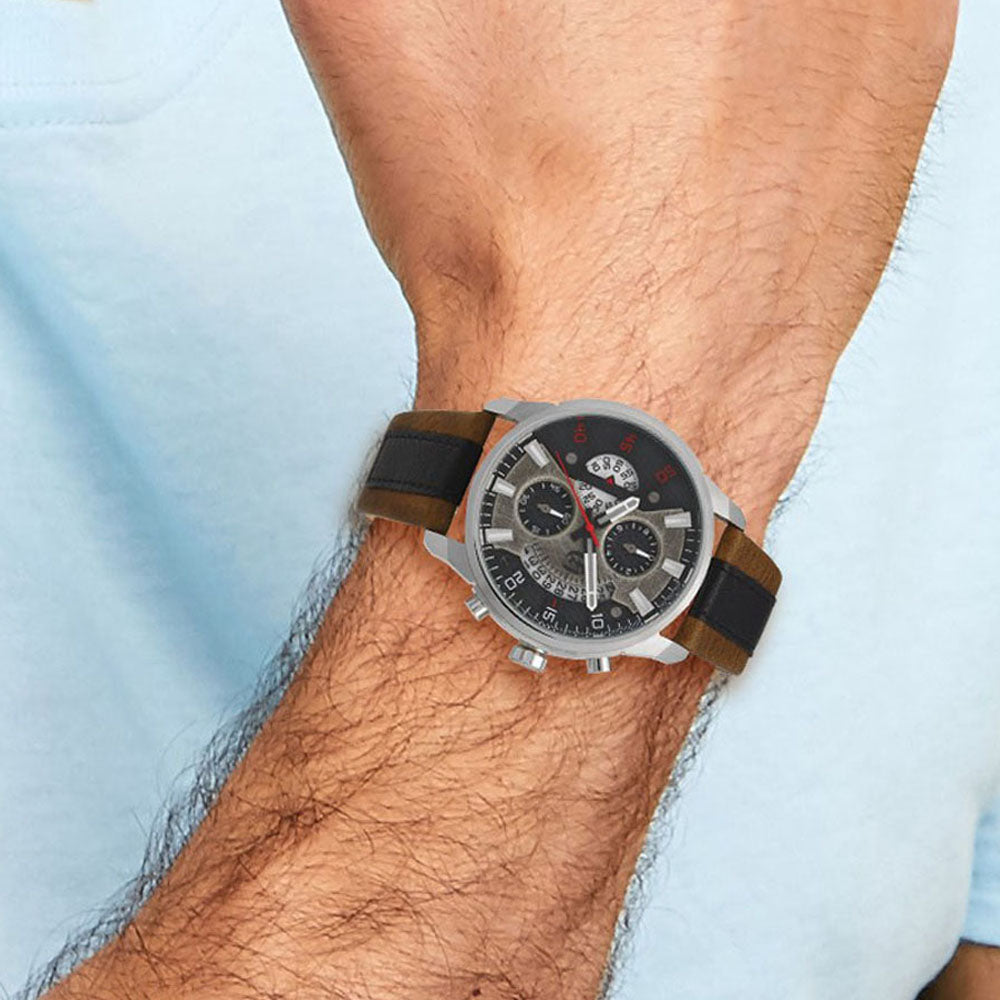 Alternate view of the Charles Hubert Men's Stainless Steel Chronograph Black Dial Watch by The Black Bow Jewelry Co.
