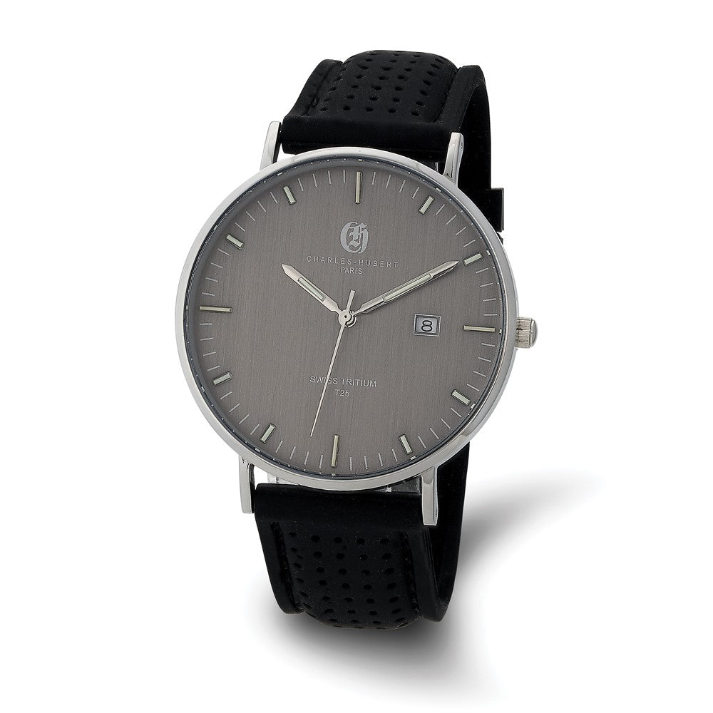 Charles Hubert Stainless Steel w/2 BandsTritium Grey Dial Watch, Item W8860 by The Black Bow Jewelry Co.