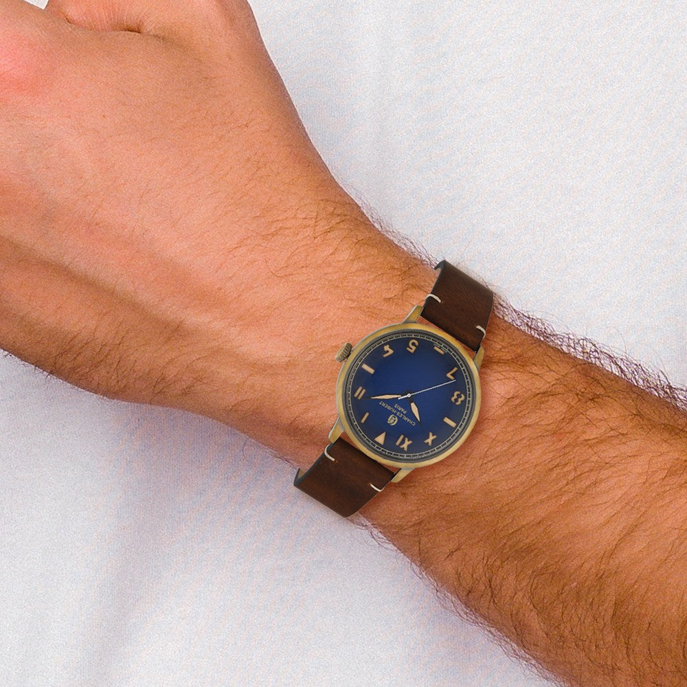 Alternate view of the Charles Hubert Antique Gold Stainless Blue Dial Quartz Watch by The Black Bow Jewelry Co.