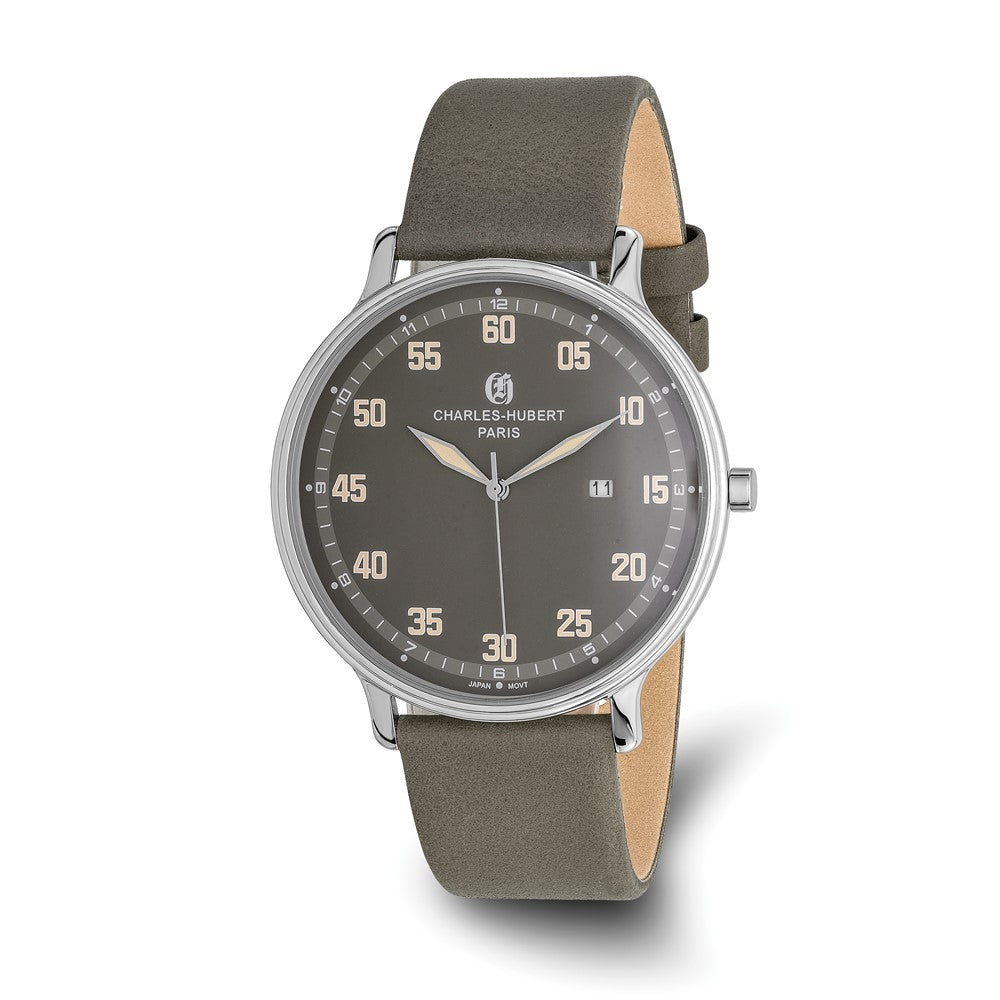 Charles Hubert Stainless Steel Grey Dial Quartz Watch, Item W8868 by The Black Bow Jewelry Co.