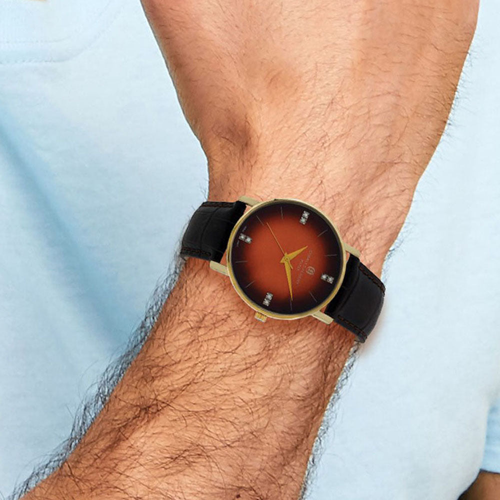 Alternate view of the Charles Hubert Mens Stainless Steel Orange Dial Watch by The Black Bow Jewelry Co.