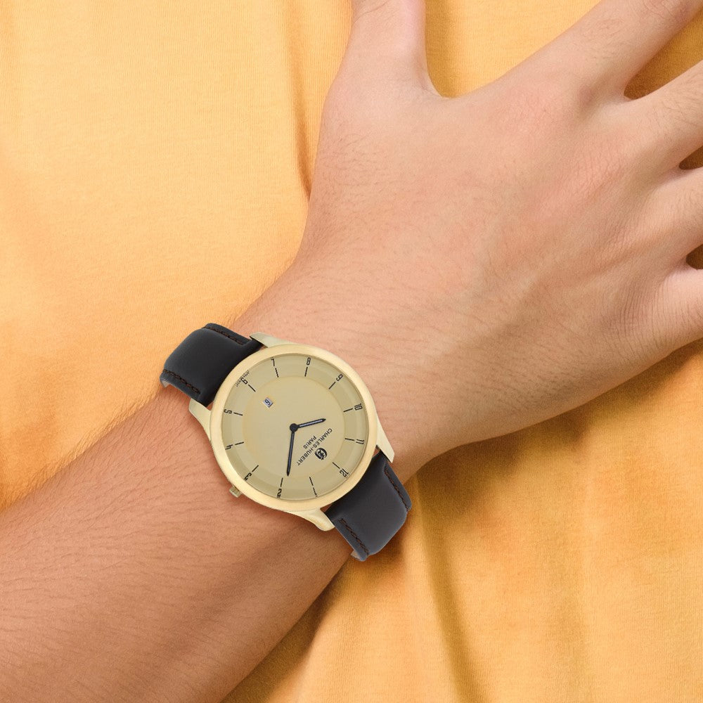 Alternate view of the Charles Hubert IP-plated Stainless Steel Gold Dial Watch by The Black Bow Jewelry Co.