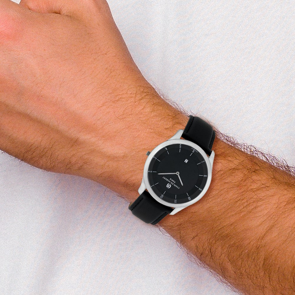 Alternate view of the Charles Hubert Mens Stainless Steel Analog Black Dial Watch by The Black Bow Jewelry Co.