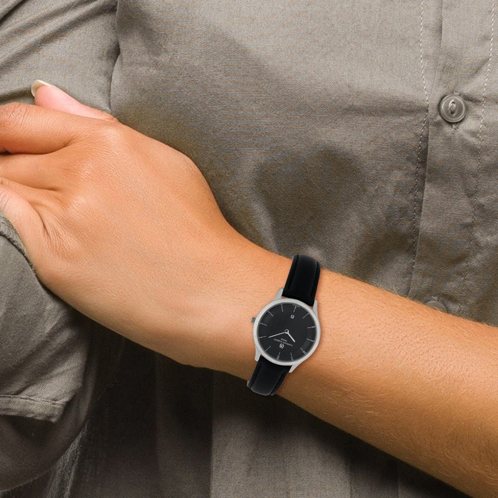 Alternate view of the Charles Hubert Ladies Stainless Steel Analog Black Dial Watch by The Black Bow Jewelry Co.