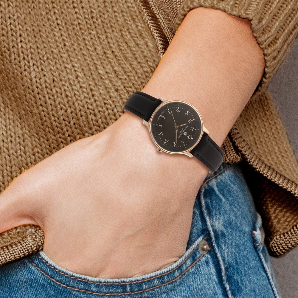 Alternate view of the Charles Hubert Ladies Rose-plated Stainless Steel Brown Dial Watch by The Black Bow Jewelry Co.