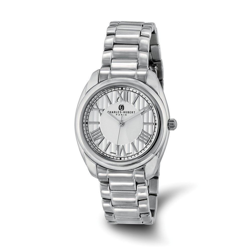 Charles Hubert Ladies Stainless Steel Off-White Dial Watch, Item W8902 by The Black Bow Jewelry Co.