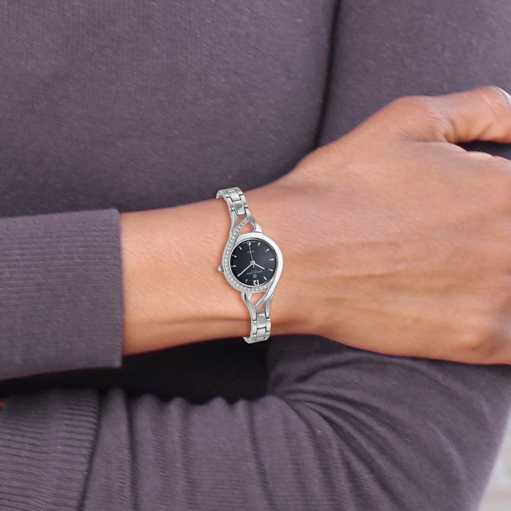 Alternate view of the Charles Hubert Ladies Chrome Finish Black Dial Watch by The Black Bow Jewelry Co.