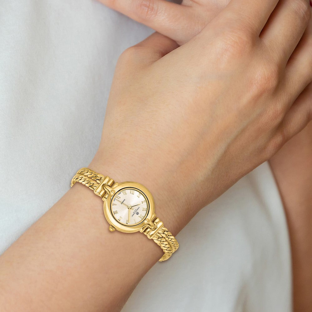 Alternate view of the Charles Hubert Ladies Gold Finish Gold Dial Chain Bracelet Watch by The Black Bow Jewelry Co.