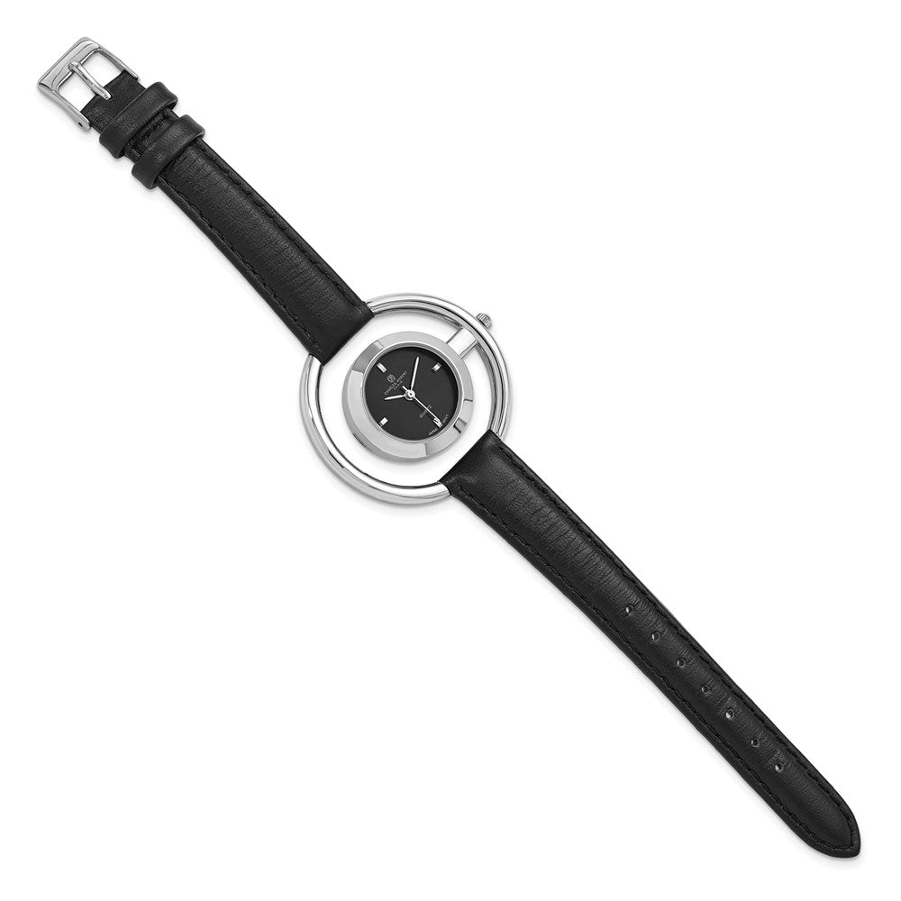 Alternate view of the Charles Hubert Ladies Chrome Finish Black Dial Modern Circle Watch by The Black Bow Jewelry Co.