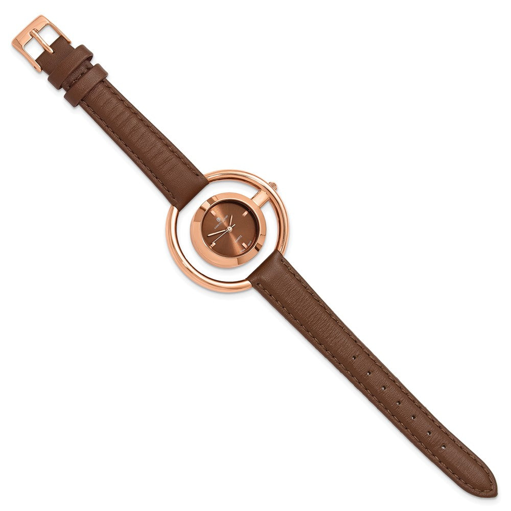 Alternate view of the Charles Hubert Ladies Rose Finish Brown Dial Modern Circle Watch by The Black Bow Jewelry Co.