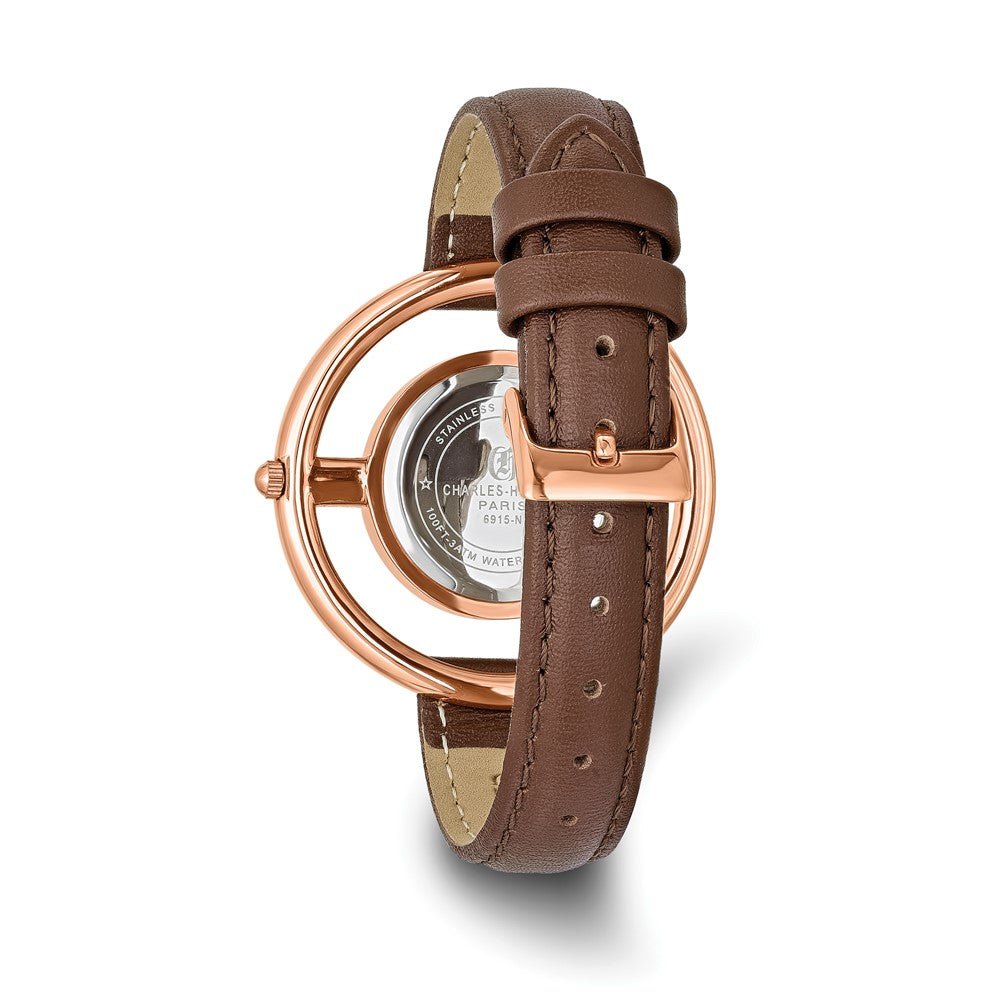 Alternate view of the Charles Hubert Ladies Rose Finish Brown Dial Modern Circle Watch by The Black Bow Jewelry Co.