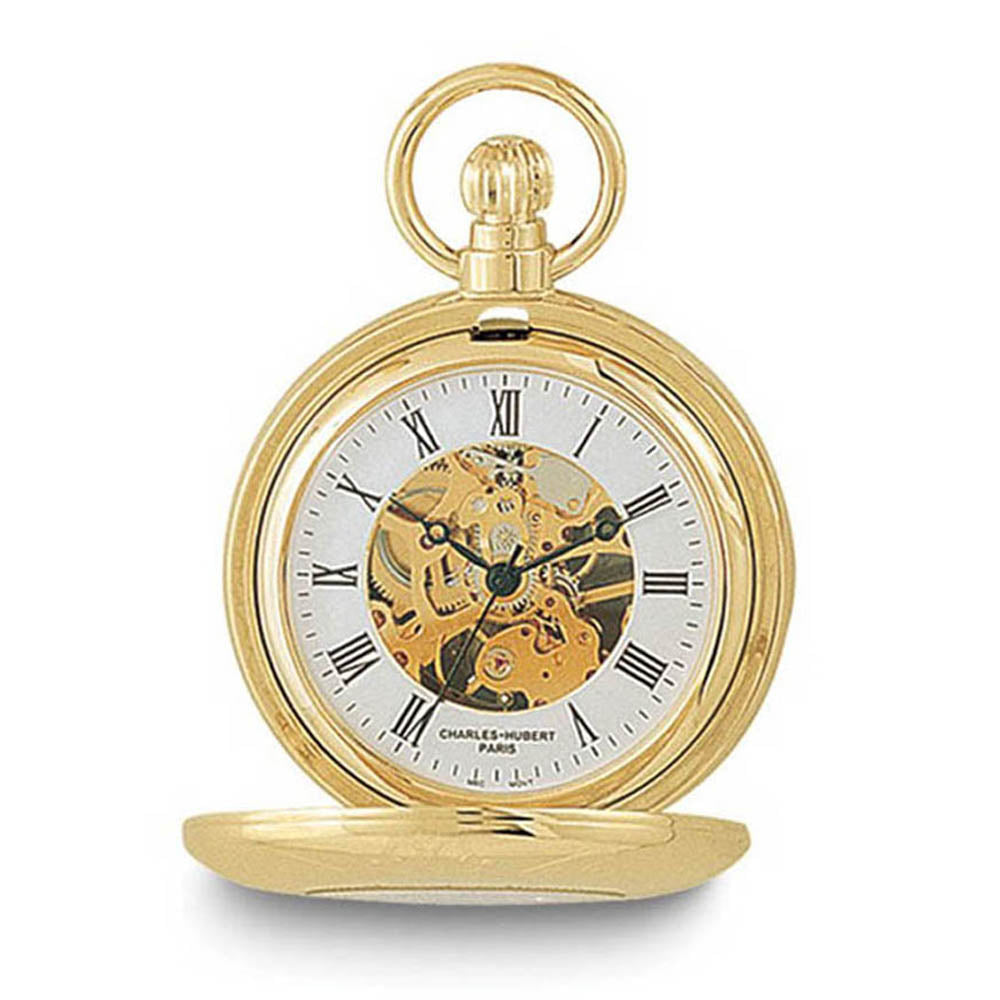 Charles Hubert Gold Finish Pocket Watch, Item W8938 by The Black Bow Jewelry Co.
