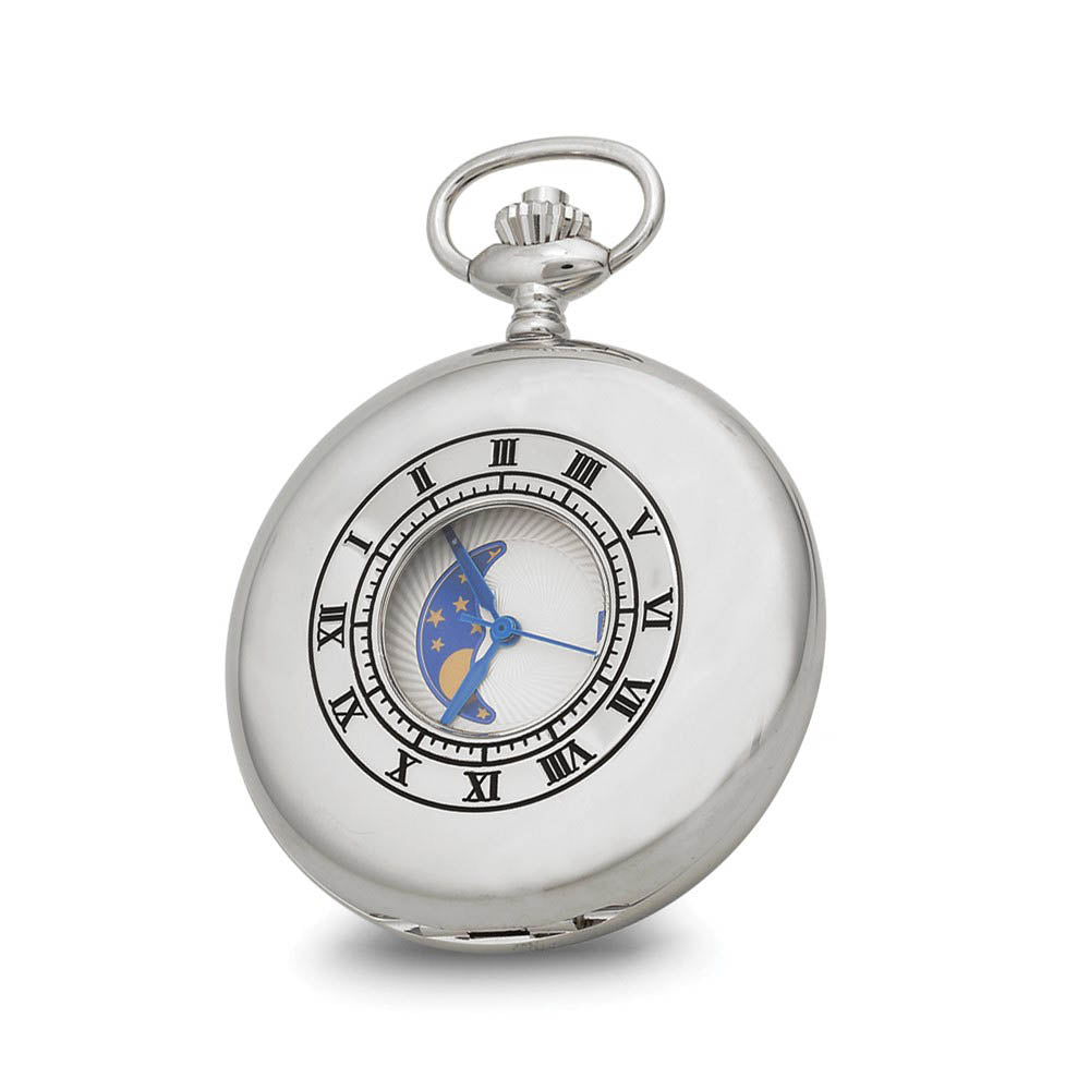 Alternate view of the Charles Hubert Chrome Finish Open Window Moon Phase Pocket Watch by The Black Bow Jewelry Co.