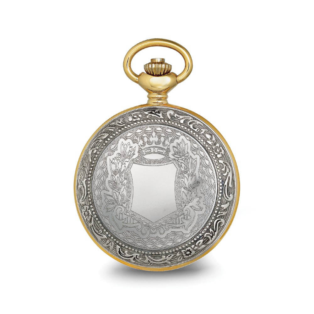 Alternate view of the Charles Hubert 2-tone Crown & Shield Skeleton Dial Pocket Watch by The Black Bow Jewelry Co.
