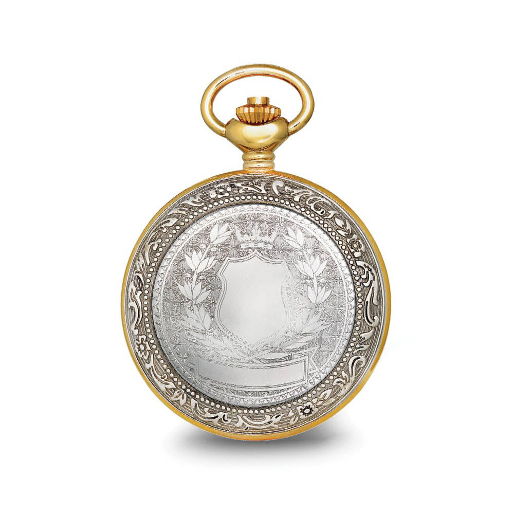 Alternate view of the Charles Hubert 2-tone Crown, Ribbon & Shield Skeleton Pocket Watch by The Black Bow Jewelry Co.