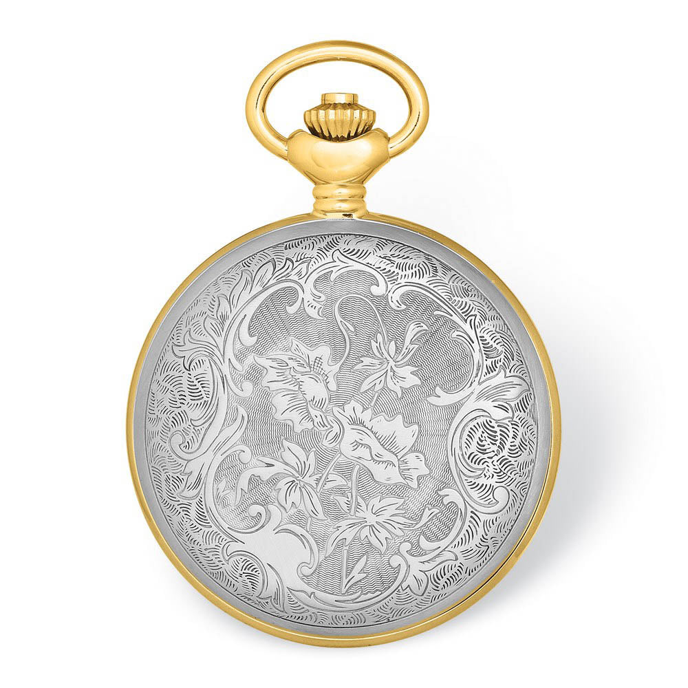 Alternate view of the Charles Hubert 2-tone Crown, Ribbon & Shield Skeleton Pocket Watch by The Black Bow Jewelry Co.