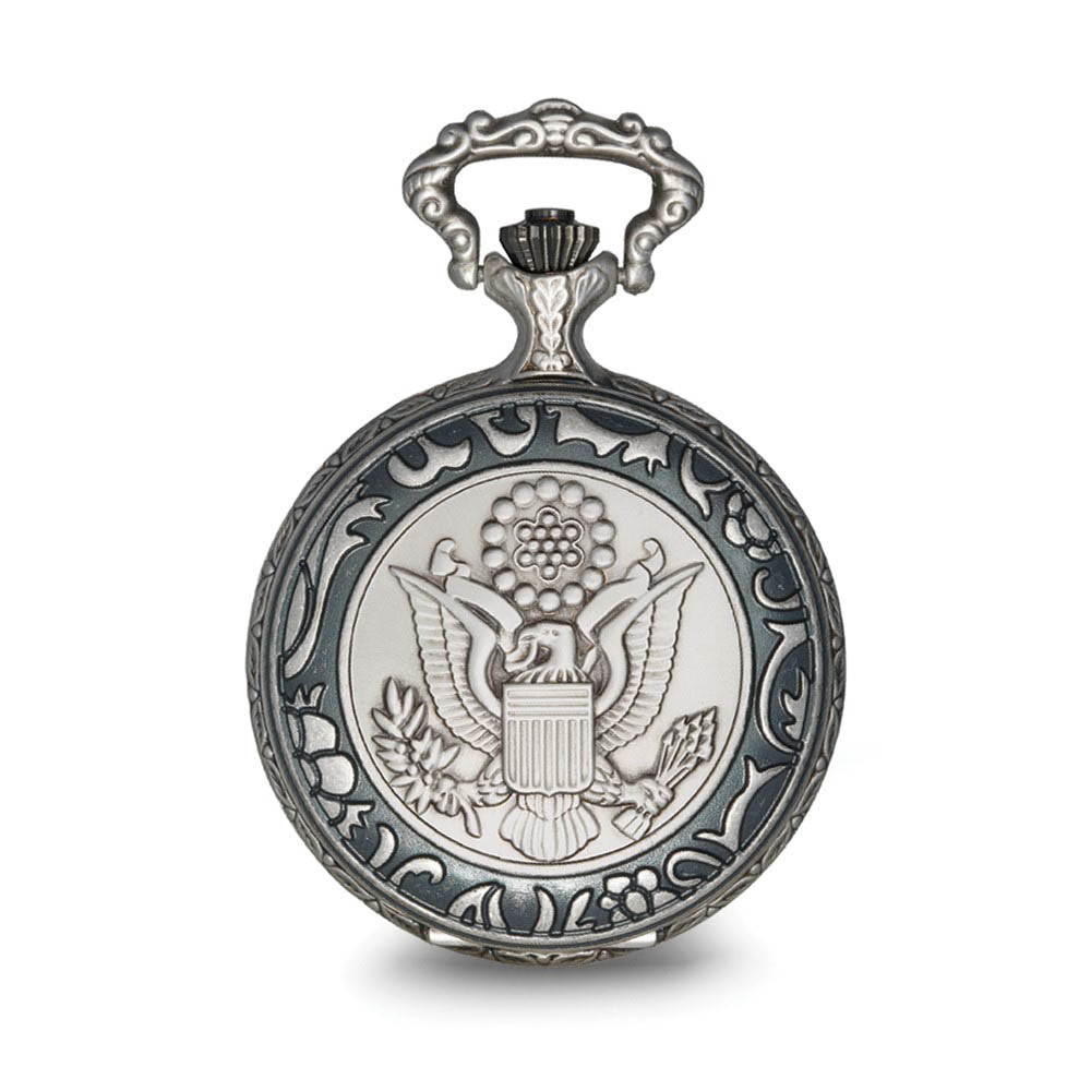 Alternate view of the Charles Hubert Antique Chrome & Satin U.S. Seal Pocket Watch by The Black Bow Jewelry Co.