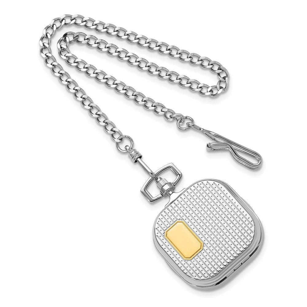 Alternate view of the Charles Hubert Gold-finish Two-tone Chrome Square Pocket Watch by The Black Bow Jewelry Co.