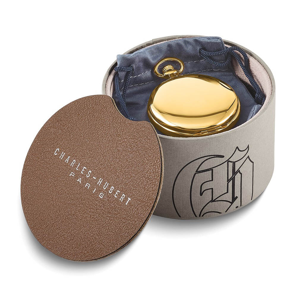 Alternate view of the Charles Hubert 14k Gold Finish White Dial with Date Pocket Watch by The Black Bow Jewelry Co.