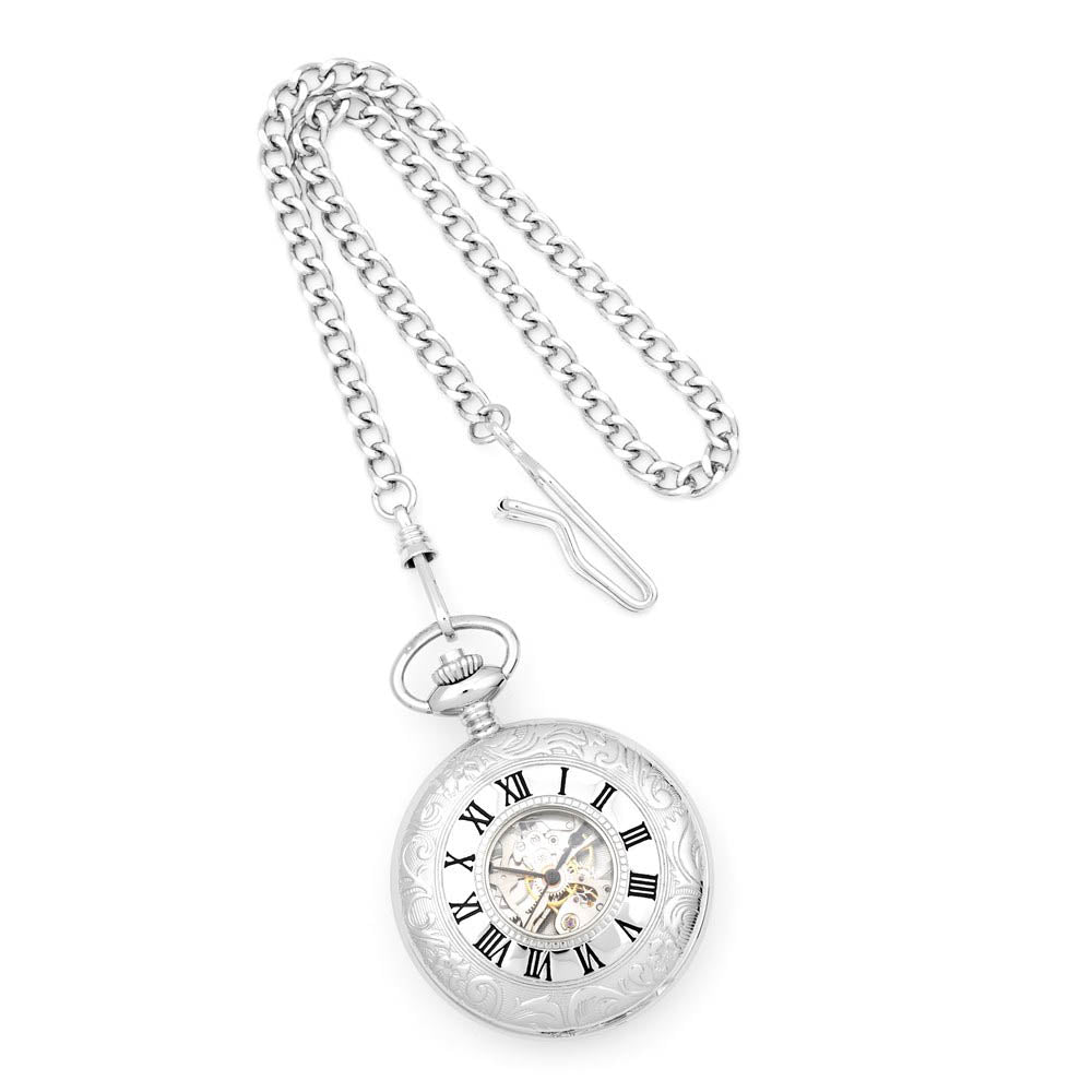 Alternate view of the Charles Hubert Chrome-finish White Dial Pocket Watch 48mm by The Black Bow Jewelry Co.