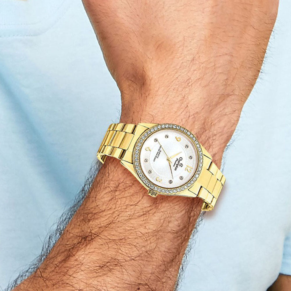 Alternate view of the Champion Ladies Passion Gold-tone White Dial Crystal Bezel Watch by The Black Bow Jewelry Co.