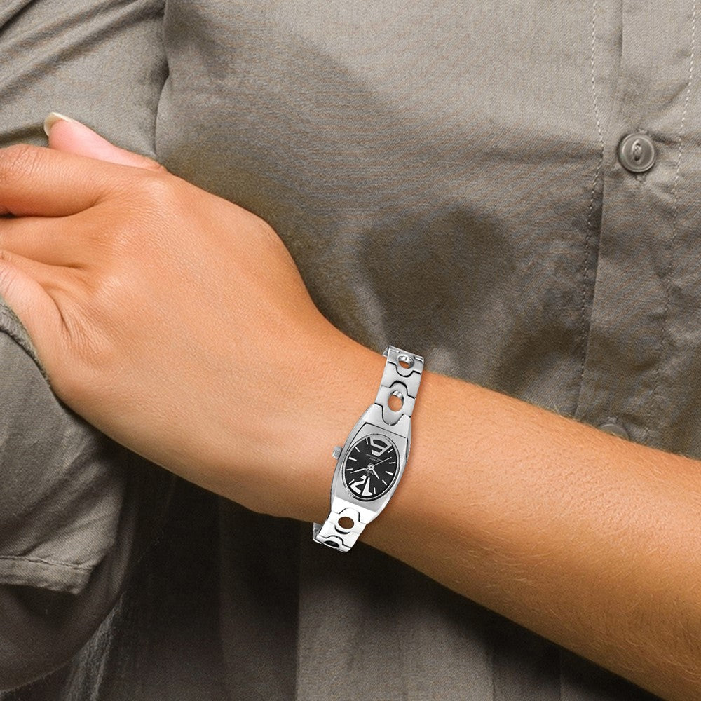 Alternate view of the Champion Ladies Glamour Stainless Steel Black Dial Watch by The Black Bow Jewelry Co.