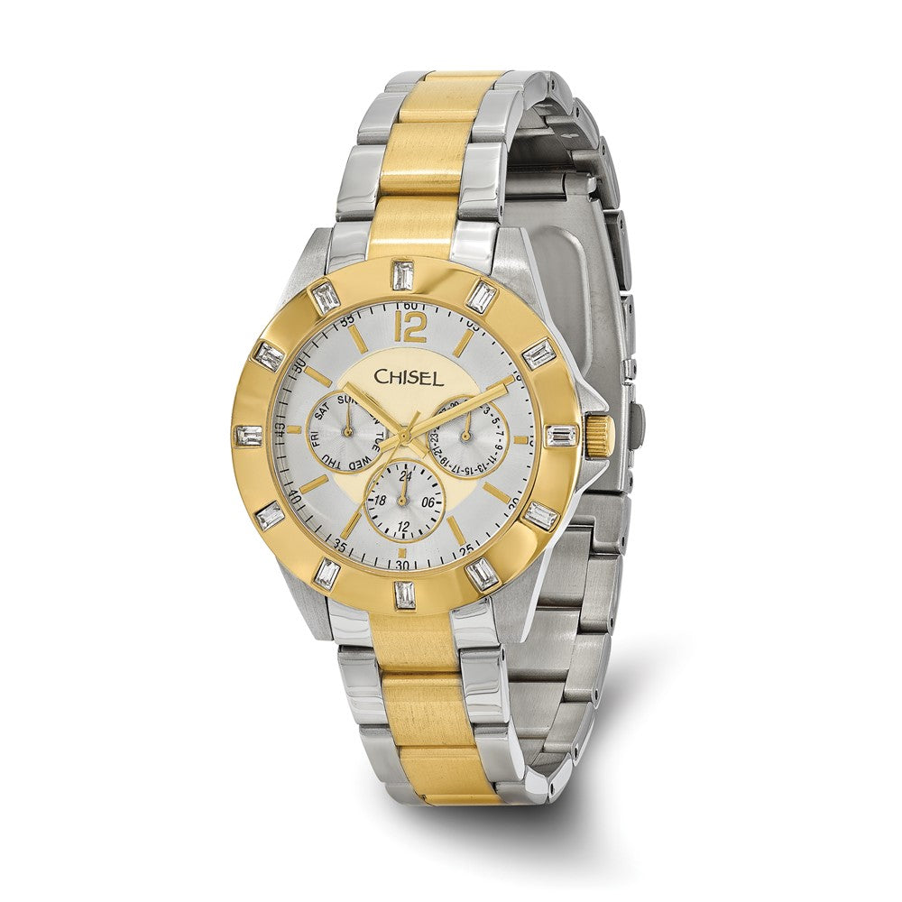 Chisel Mens IP-plated 2-tone Stainless Steel Silver Dial Watch - Black ...