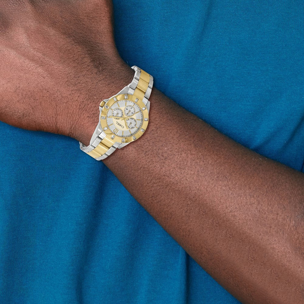 Alternate view of the Chisel Mens IP-plated 2-tone Stainless Steel Silver Dial Watch by The Black Bow Jewelry Co.