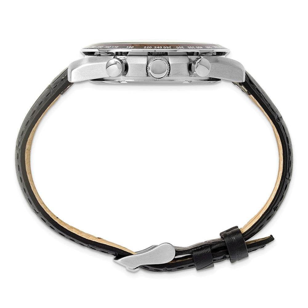 Alternate view of the Chisel Mens Stainless Steel Black Leather Chronograph Watch by The Black Bow Jewelry Co.