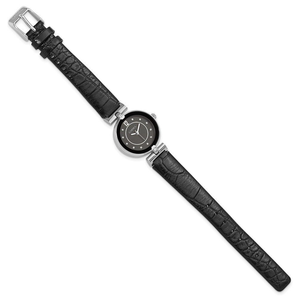 Alternate view of the Chisel Ladies Black Dial Black Leather Watch by The Black Bow Jewelry Co.