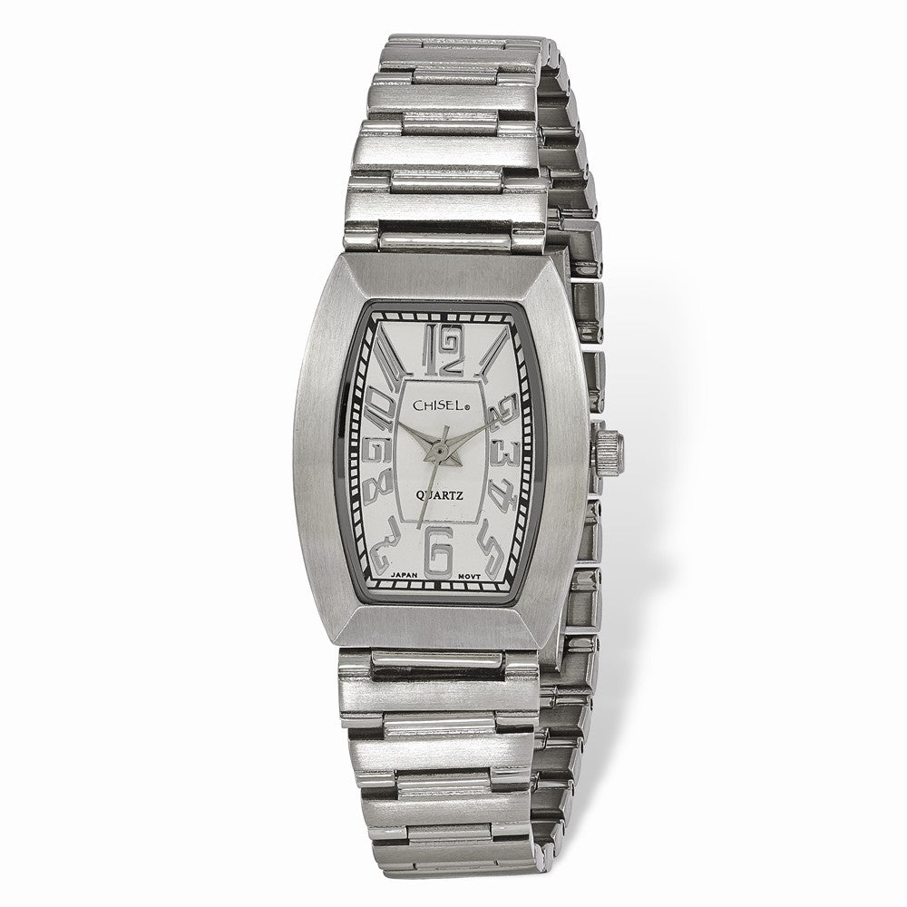 Chisel Ladies Stainless Steel White Tonneau Dial Watch, Item W9085 by The Black Bow Jewelry Co.