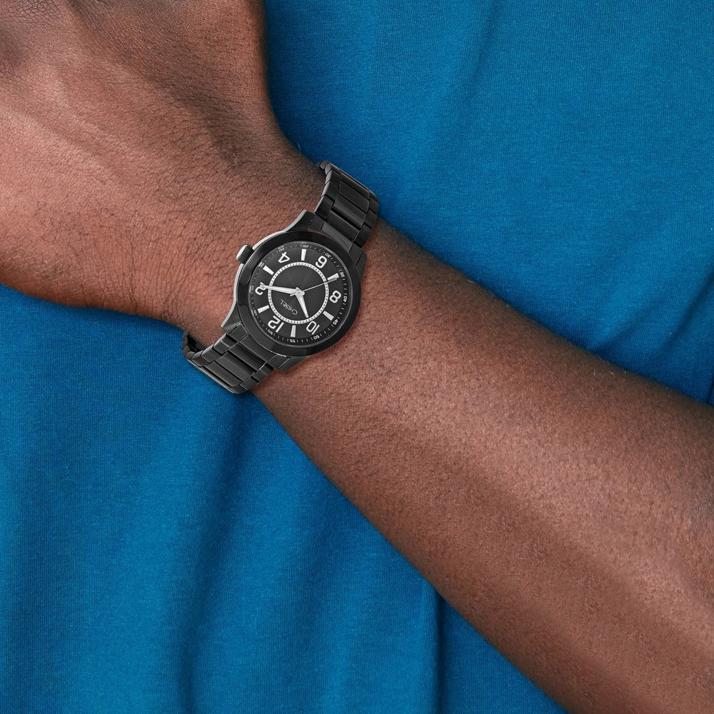 Alternate view of the Chisel Mens Black IP-plated Stainless Steel Black Dial Watch by The Black Bow Jewelry Co.