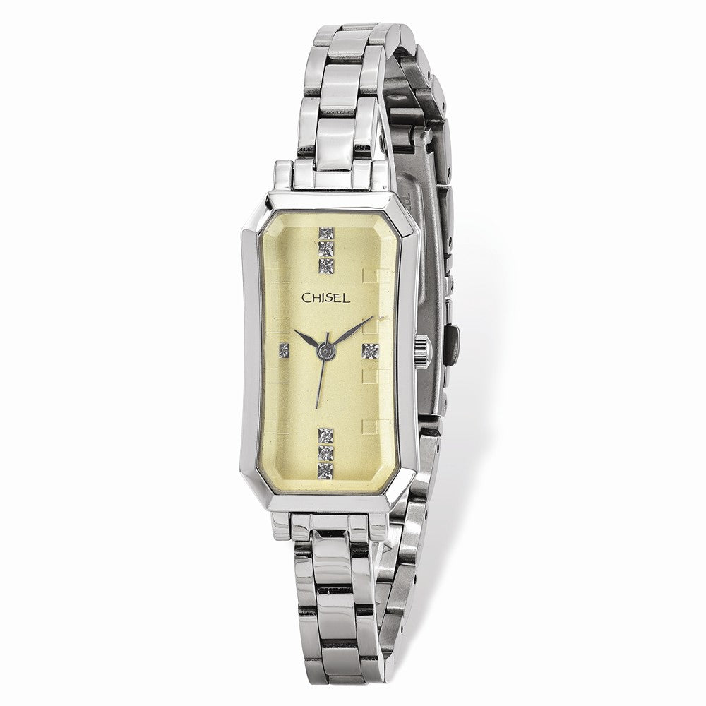 Chisel Ladies Stainless Steel Champagne Dial Watch, Item W9104 by The Black Bow Jewelry Co.