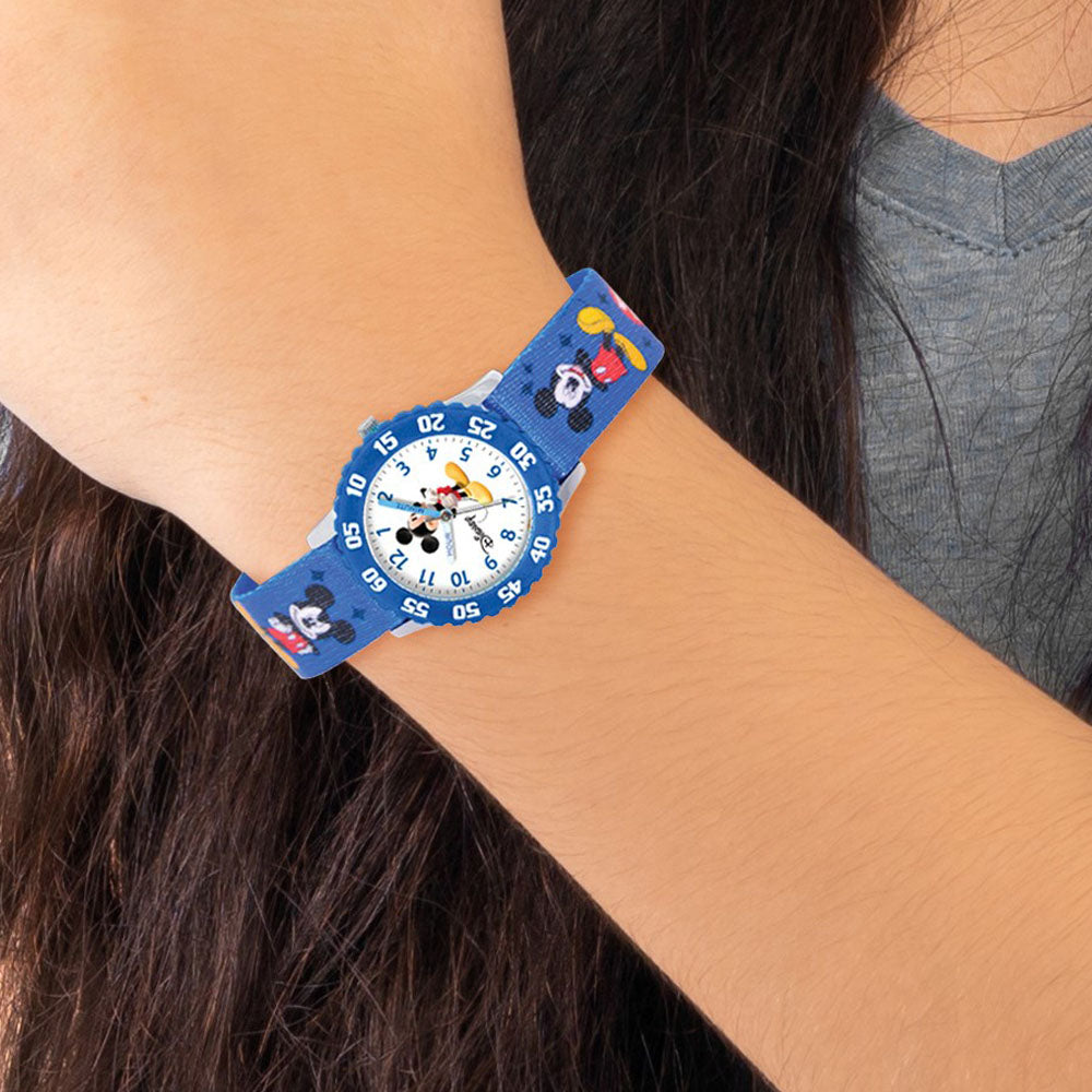 Alternate view of the Disney Girls Mickey Mouse Printed Fabric Band Time Teacher Watch by The Black Bow Jewelry Co.