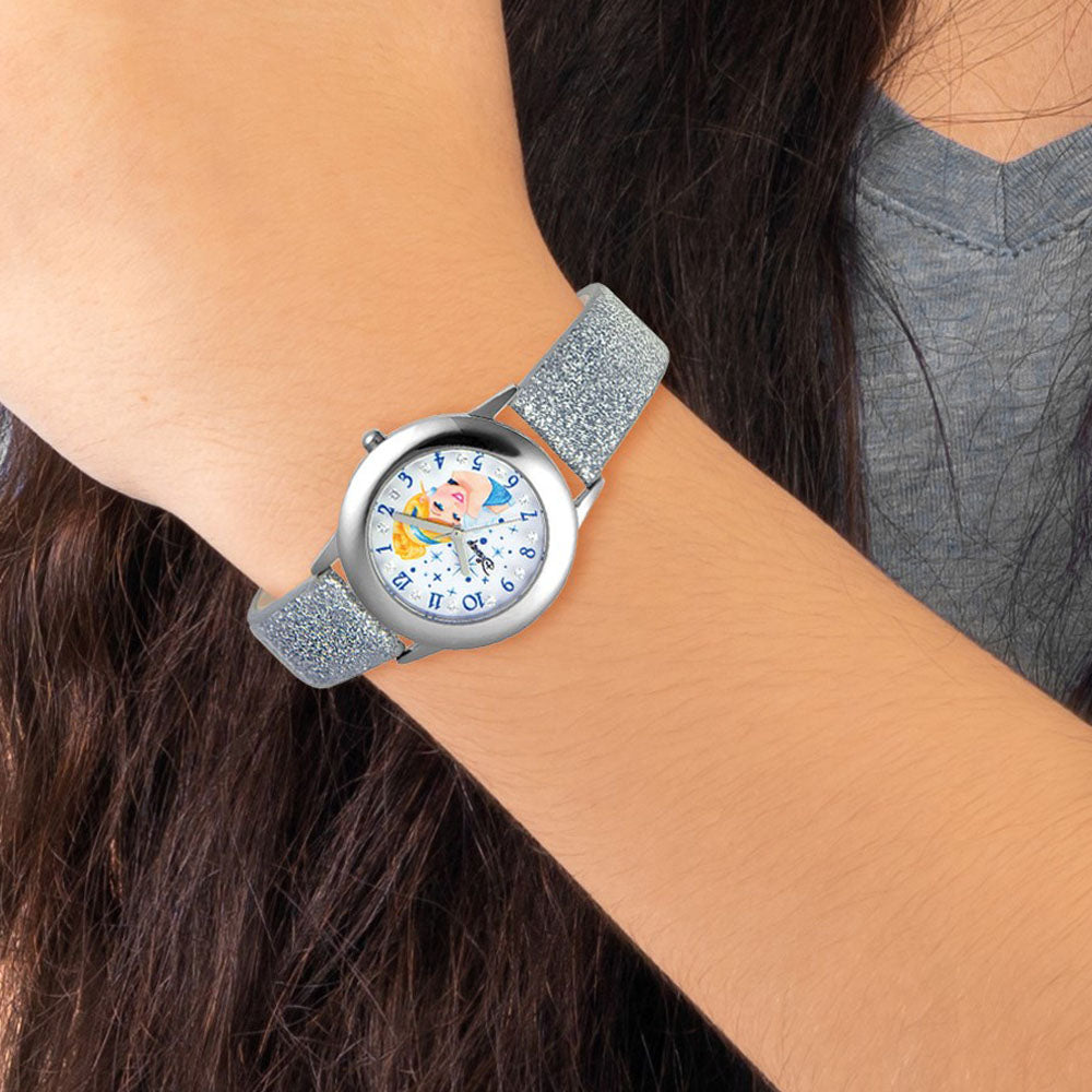 Alternate view of the Disney Girls Princess Cinderella Glitz Silver Band Tween Watch by The Black Bow Jewelry Co.