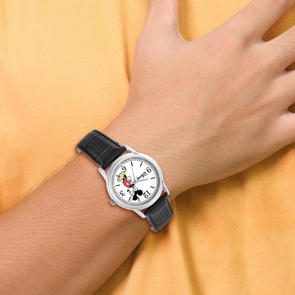 Alternate view of the Disney Adult Size Black Leather Strap Mickey Mouse 35mm Watch by The Black Bow Jewelry Co.