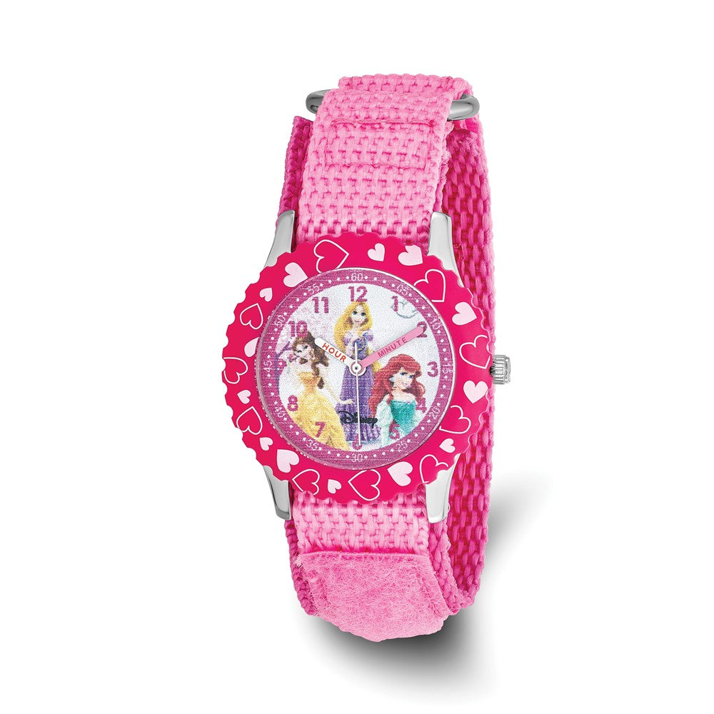 Disney Girls Princess Pink Velcro Time Teacher Watch, Item W9276 by The Black Bow Jewelry Co.
